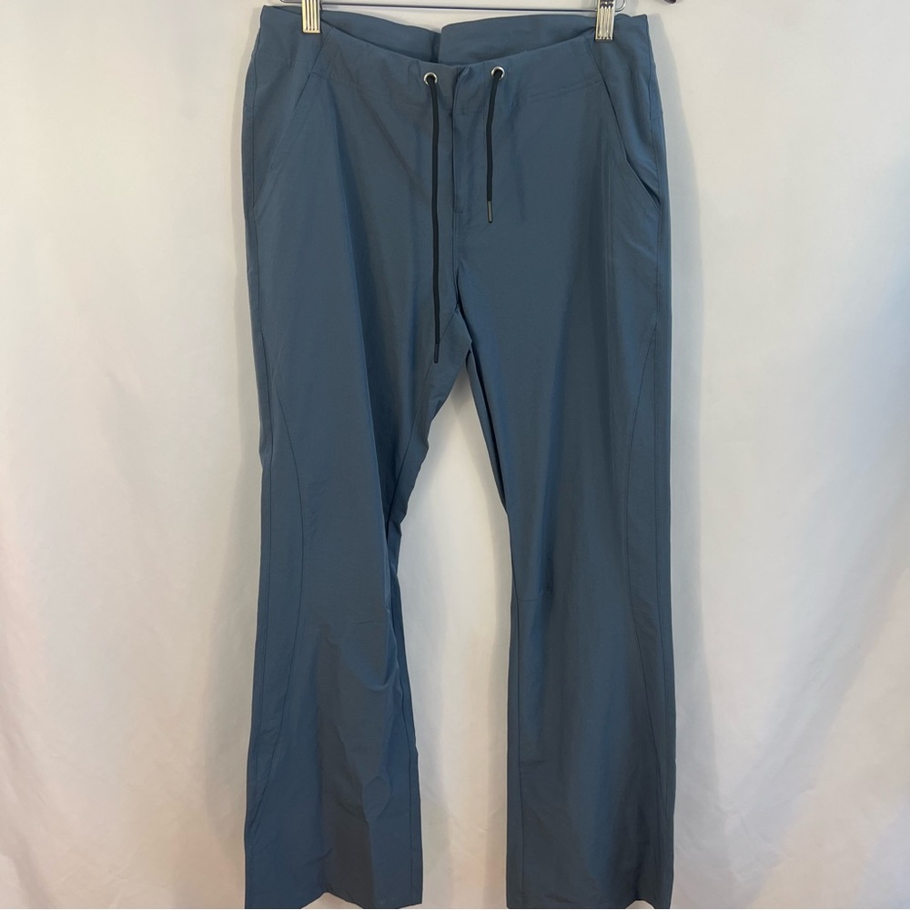 Womens Pants Flare Leg Blue Cargo Drawstring Size 14 Scrub Pockets